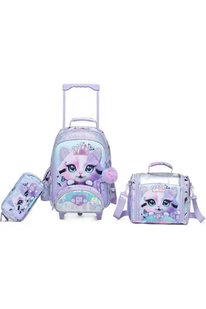 Ferrazzi Infantil - Kit Mochila Escolar de Rodinhas Resistente c/ Lancheira Estojo