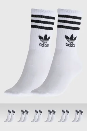 adidas Kit 6pçs Meia Cano Médio Trefoil Branca