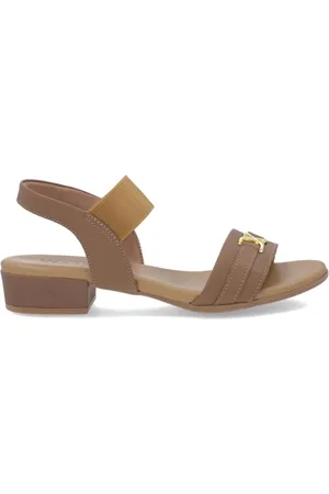 USAFLEX Sandália Feminina Salto Bloco Baixo Couro Casual AI27013