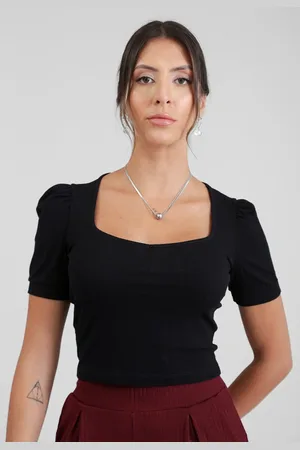 Pop Me Blusa Em Malha Canelada Manga Curta