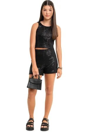 Gloss Infantil - Conjunto Juvenil de Paetê com Top Cropped e Short