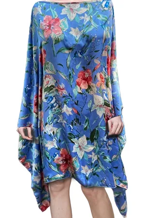 101 Resort Wear Vestido Kaftan Saída Amplo Crepe Acetinado Floral Fundo