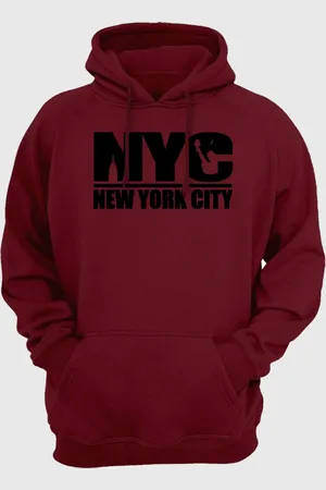 Mooboots Moletom Flanelado Feminino Blusa de Frio Fechado Urbania Moleton Masculino Bordo Marsala estampa NYCity escrito Preto