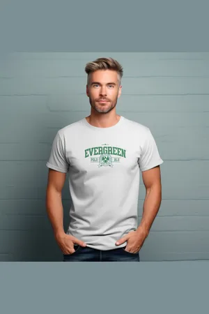 Polo Blu Camiseta Casual Masculina Evergreen em Algodão Branca do P ao G1