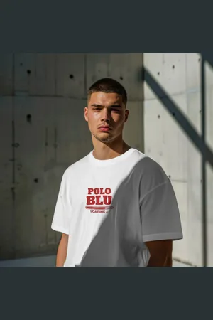 Polo Blu Camiseta Masculina Estampada Confortável em Algodão Branca do P ao G1