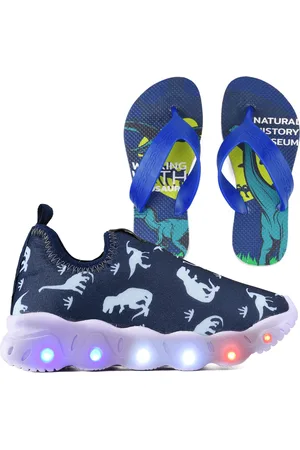 CALCADOS LGHT LIGHT Infantil - Tenis de Led Meninos Calce Facil Escolar Dinossauros + Chinelo
