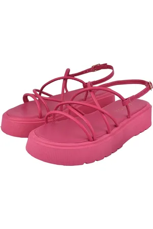 monté Sandália Feminina Plataforma CM Calçados Tira Colorida Verão Macia Leve Amarrar Gladiadora