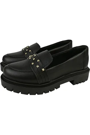 monté Sapato Feminino Mocassim Tratorado CM Calçados Enfeite Spike Tachas Aplicações