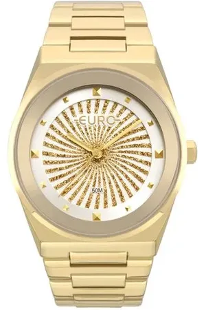 Euro Fashion Relógio Feminino Glitz Dourado