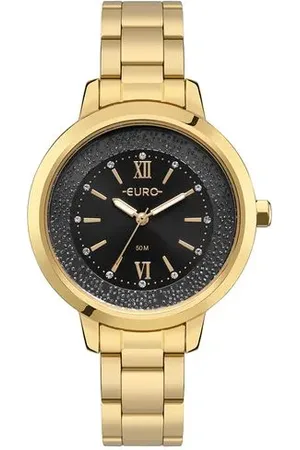 Euro Fashion Relógio Feminino Glitz Dourado