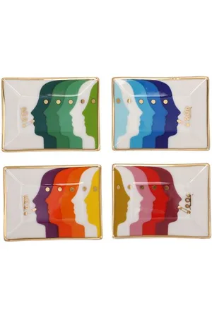 Jonathan Adler Conjunto De Bandejas Decorativas Atlas Petite Em Porcelana