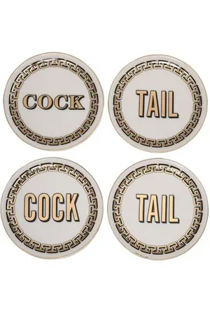 Jonathan Adler Conjunto De Porta Copo Cock&Tail Coasters Em Porcelana