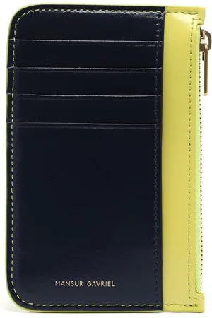 Mansur Gavriel Carteira Zip Card Holder Blue Multi Em Couro