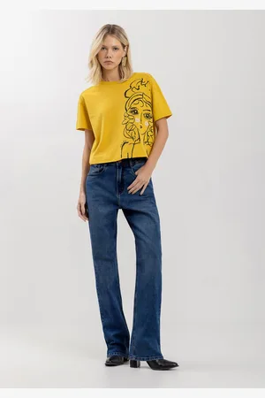 LEZ A LEZ Calça Reta Com Cintura Alta E Bolsos Funcionais
