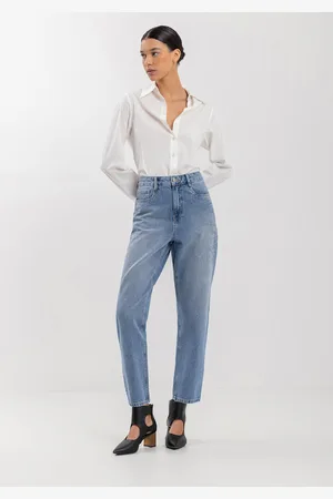 LEZ A LEZ Calça Mom Com Cintura Alta E Apliques De Strass