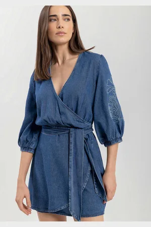 LEZ A LEZ Vestido Curto Com Mangas Bufantes E Faixa Ajustável