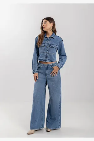 LEZ A LEZ Calça Super Wide Leg Com Cintura Alta E Passantes