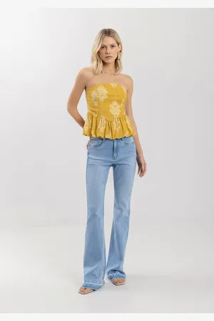 LEZ A LEZ Calça Flare Com Cintura Alta E Barra Desfeita
