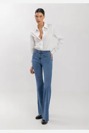 LEZ A LEZ Calça Flare Com Elastano E Barra Desfiada