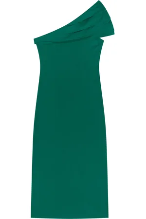LEZ A LEZ Vestido Midi Chá De Um Ombro Só Em Bengaline Com Fenda