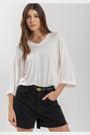 LEZ A LEZ Blusa Ampla Com Mangas Médias E Decote Em V