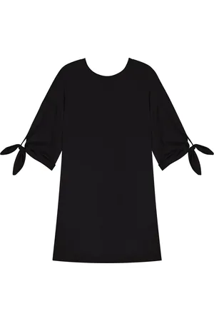LEZ A LEZ Vestido Curto Em Malha Penteada Com Mangas 3/4 E Amarrações