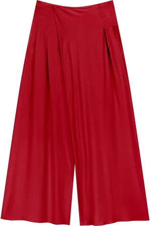 LEZ A LEZ Calça Pantalona Em Viscose Com Pregas E Sobreposição