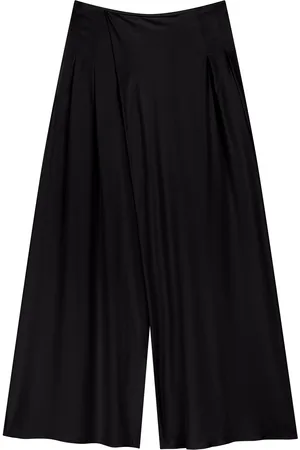 LEZ A LEZ Calça Pantalona Em Viscose Com Pregas E Sobreposição