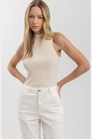 LEZ A LEZ Blusa Justa Sem Mangas Com Gola Alta Em Malha De Tricô