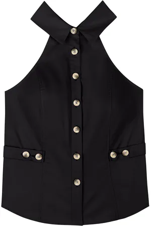 LEZ A LEZ Blusa Sem Mangas Em Algodão Com Botões E Gola Camisa