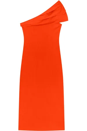 LEZ A LEZ Vestido Midi Chá De Um Ombro Só Em Bengaline Com Fenda