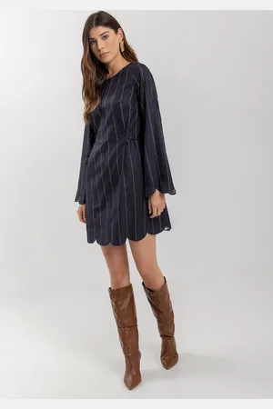 LEZ A LEZ Vestido De Mangas longas Estampado Com Amarração Na Cintura