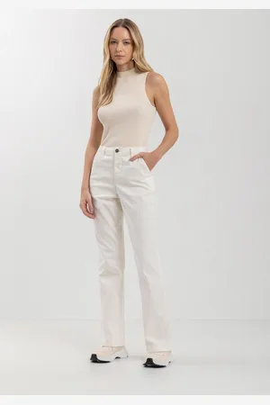 LEZ A LEZ Calça Slim Cropped Com Cintura Alta Em Sarja Com Elastano