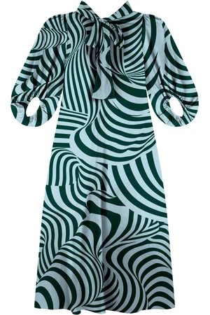 LEZ A LEZ Vestido Longo Estampado Com Mangas Amplas E Faixa Ajustável