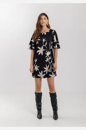 LEZ A LEZ Vestido Curto Fluido Estampado Em Viscose Responsável