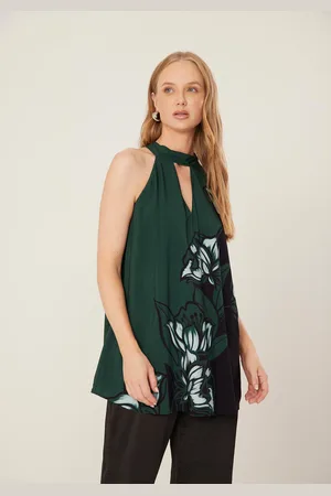 LEZ A LEZ Blusa Alongada Estampada Sem Mangas Com Amarração