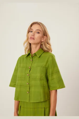 LEZ A LEZ Camisa Xadrez De Mangas Curtas Com Bolsos E Botões Frontais