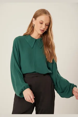 LEZ A LEZ Blusa Em Crepe De Viscose Com Mangas Amplas E Gola Camisa