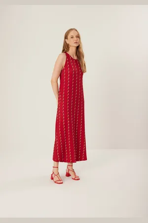LEZ A LEZ Vestido Midi Chá Estampado Em Moletom De Viscose E Elastano