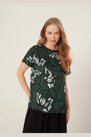 LEZ A LEZ Blusa De Mangas Curtas Estampada Com Gola Redonda