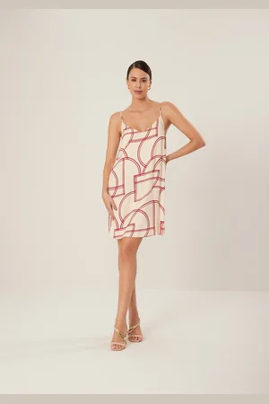 LEZ A LEZ Vestido Curto Estampado Com Alças Finas Em Crepe De Viscose