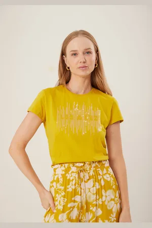 LEZ A LEZ Blusa T-Shirt De Mangas Curtas Com Aplicações De Paetê