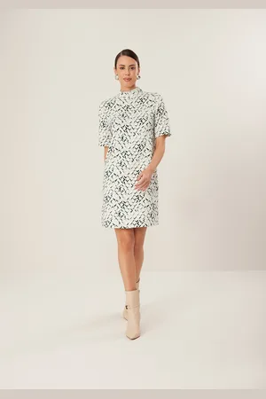 LEZ A LEZ Vestido Curto Estampado Com Gola Alta Em Moletom De Viscose