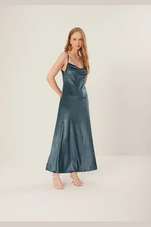 LEZ A LEZ Vestido De Alças Midi Chá Em Malha De Veludo