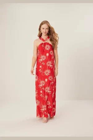LEZ A LEZ Vestido Longo Estampado em Viscose com Lurex