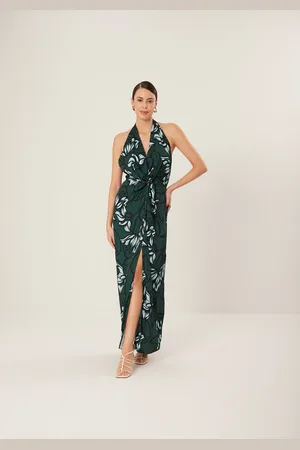 LEZ A LEZ Vestido Longo Frente Única Estampado Com Torção Frontal