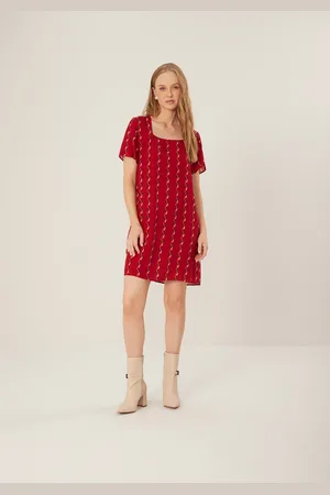 LEZ A LEZ Vestido Curto Estampado De Mangas Com Decote Quadrado
