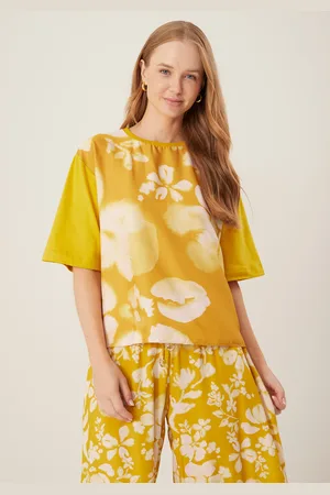 LEZ A LEZ Blusa Em Algodão Com Mangas Médias E Estampa Localizada