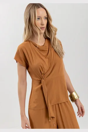 LEZ A LEZ Blusa De Mangas Curtas Em Viscose Com Fios De Lurex