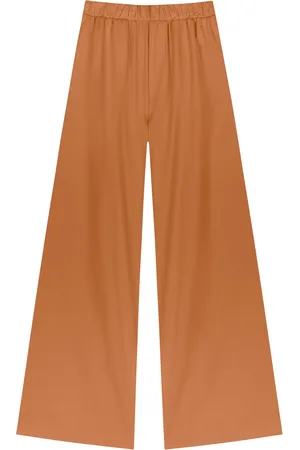 LEZ A LEZ Calça Pantalona Em Tricoline Com Cintura Média E Bolsos